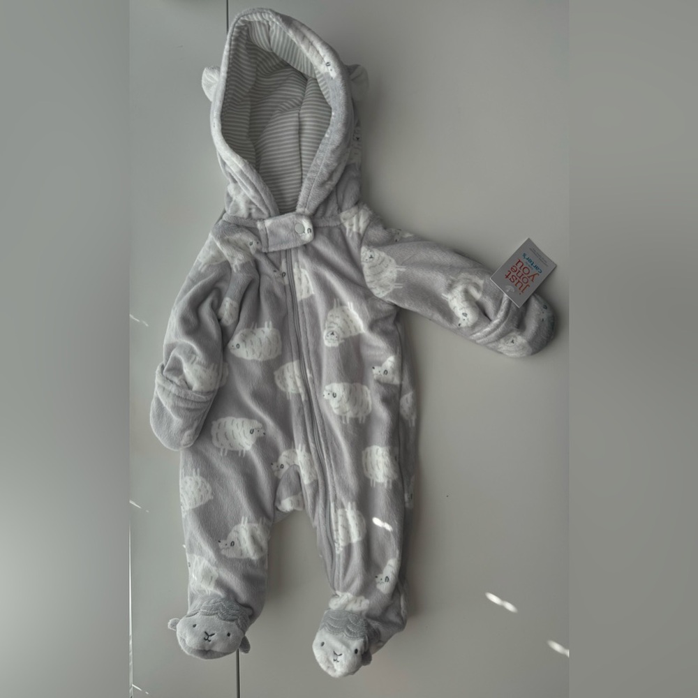 Newborn Fleece Hooded Jumpsuit/Bunting